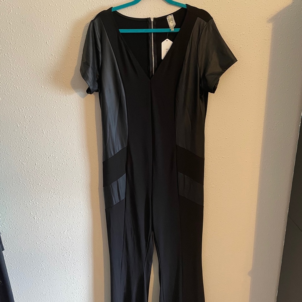 Black Pleather Junpsuit